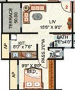 Rai Residency Baliram Enclave Floor Plan (1BHK+1T)