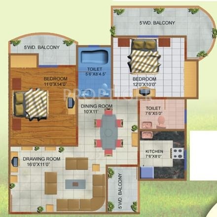 JNC Princess Park (2BHK+2T (1,270 sq ft) 1270 sq ft)