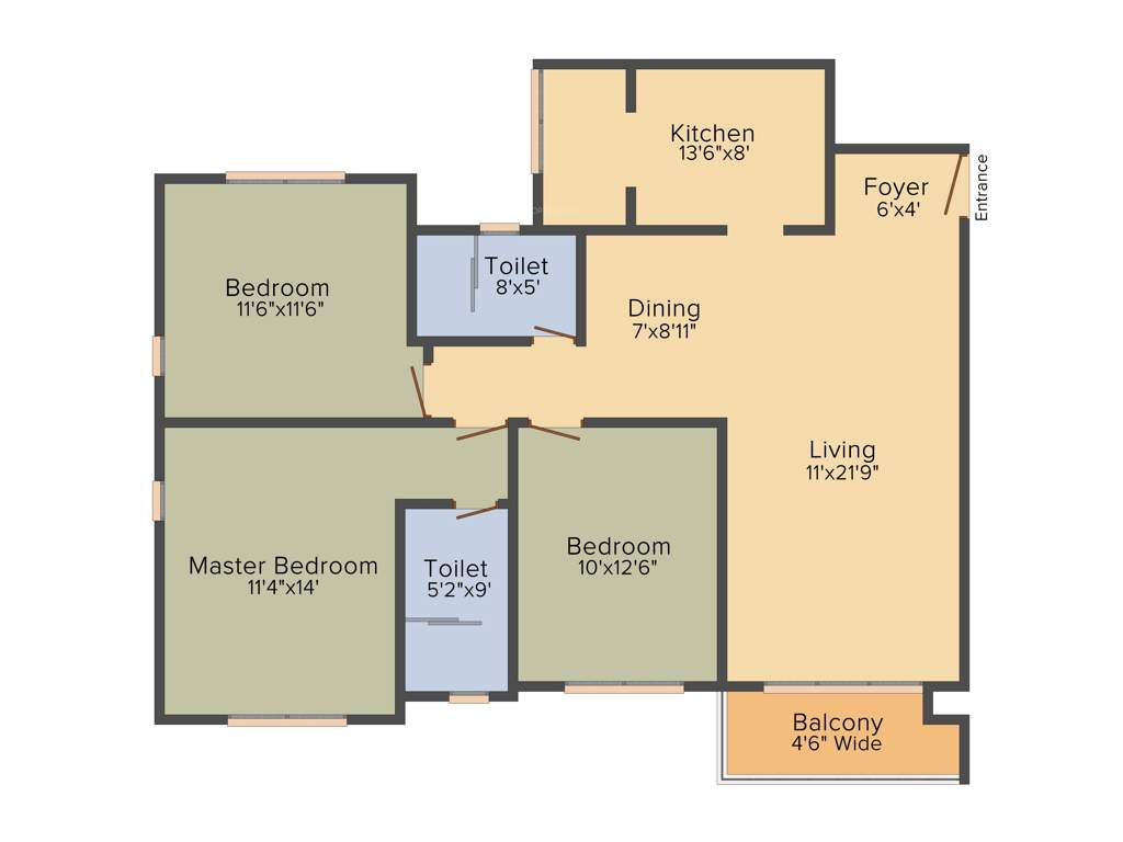 BSCPL Bollineni Silas (2BHK+2T (1,390 sq ft) 1390 sq ft)