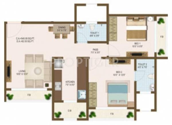 Floor Plan (2BHK+2T) Saaga Infra Rajyog CHS Floor Plan (2BHK+2T)