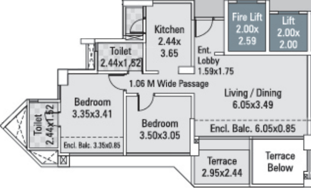 Kumar Prithvi H1 (2BHK+2T (743 sq ft) 743 sq ft)