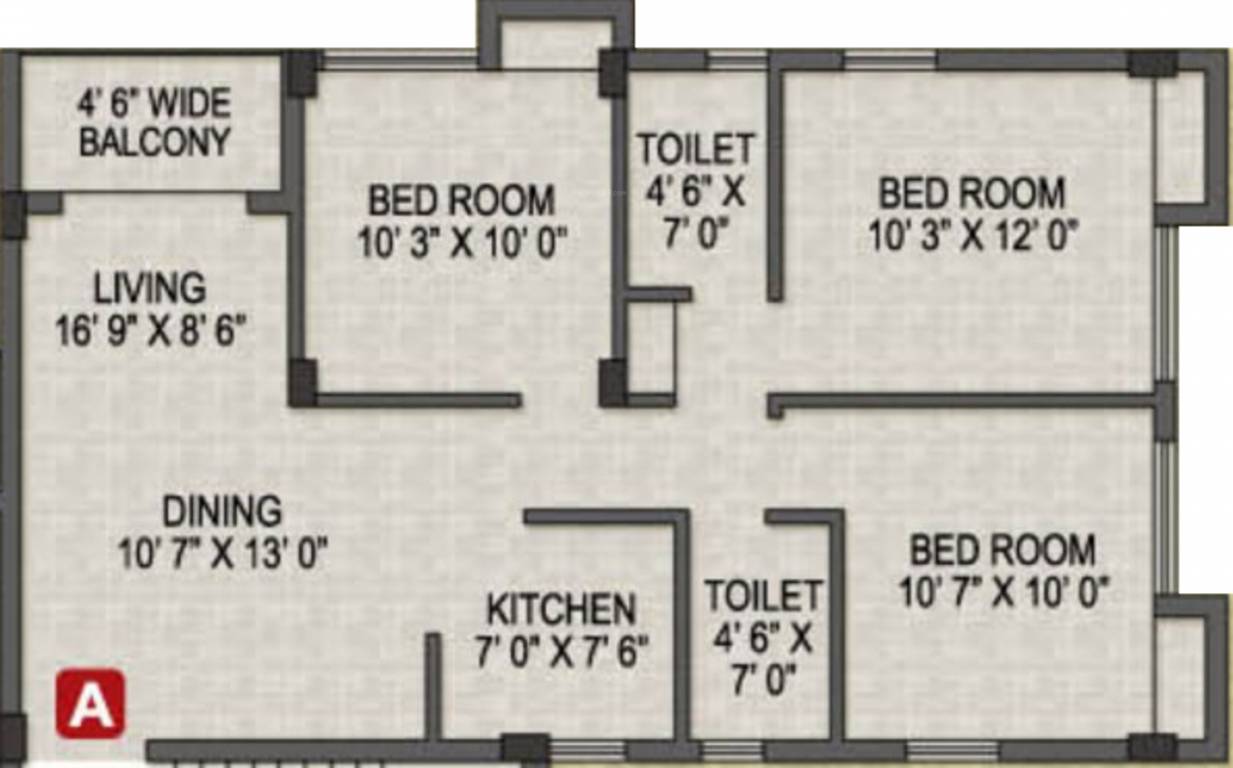 Magnolia Prime (3BHK+2T (1,076 sq ft) 1076 sq ft)