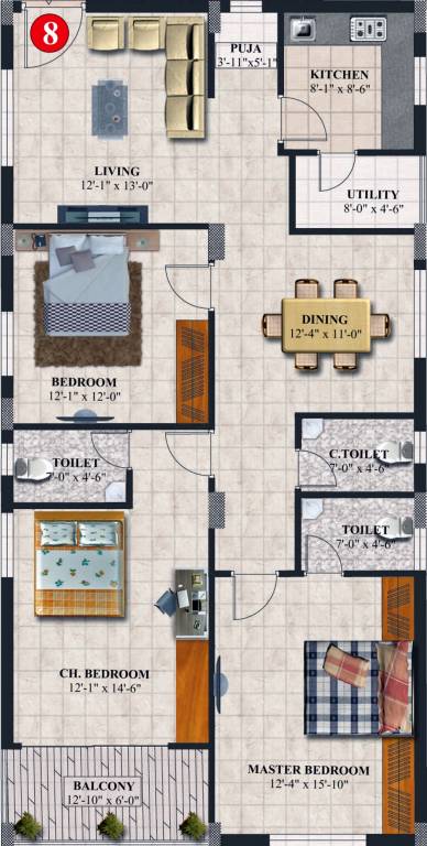 Sirisha Siris Lotus Grande (3BHK+3T (1,745 sq ft) + Pooja Room 1745 sq ft) Sirisha Siris Lotus Grande (3BHK+3T (1,745 sq ft) + Pooja Room 1745 sq ft)