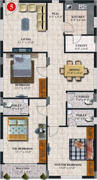 Sirisha Siris Lotus Grande (3BHK+3T (1,700 sq ft) + Pooja Room 1700 sq ft)