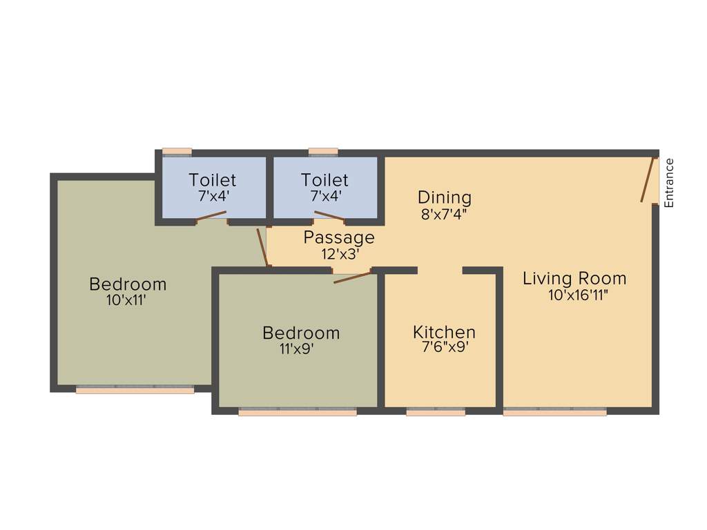 Raj Arcades Kalpavruksh Heights (2BHK+2T (653.69 sq ft) 653.69 sq ft)