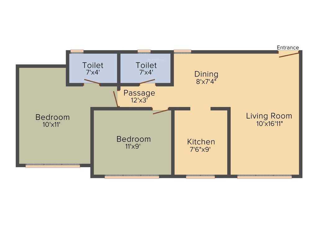 Raj Arcades Kalpavruksh Heights (2BHK+2T (654.98 sq ft) 654.98 sq ft)