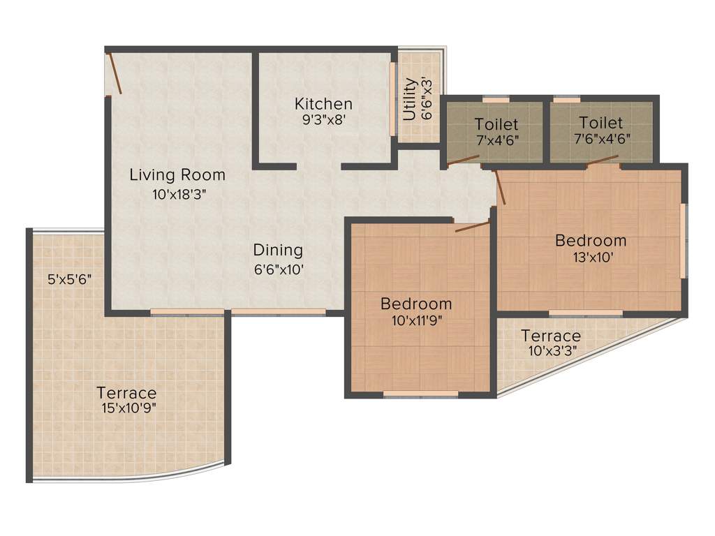 Mittal Petals (2BHK+2T (1,215 sq ft) 1215 sq ft)