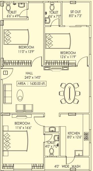 Infocity Magnus (3BHK+3T (1,630 sq ft) 1630 sq ft)
