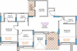 Guardian Hill Shire Phase 2 (3BHK+3T (729.69 sq ft) 729.69 sq ft)