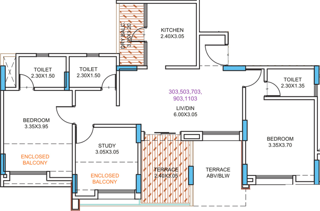 Guardian Hill Shire Phase 2 (3BHK+3T (768.33 sq ft) 768.33 sq ft)