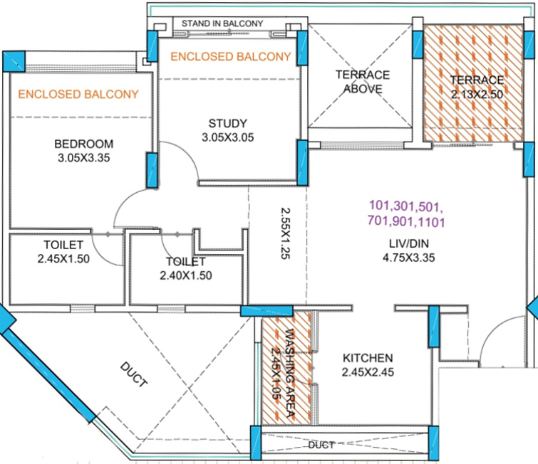 Guardian Eastern Meadows Phase 1 (2BHK+2T (574.36 sq ft) 574.36 sq ft)