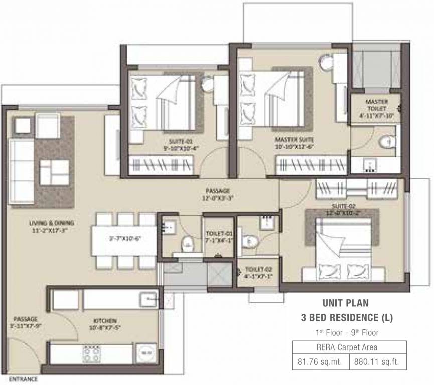 Celestia (3BHK+3T (880.06 sq ft) 880.06 sq ft) Celestia (3BHK+3T (880.06 sq ft) 880.06 sq ft)