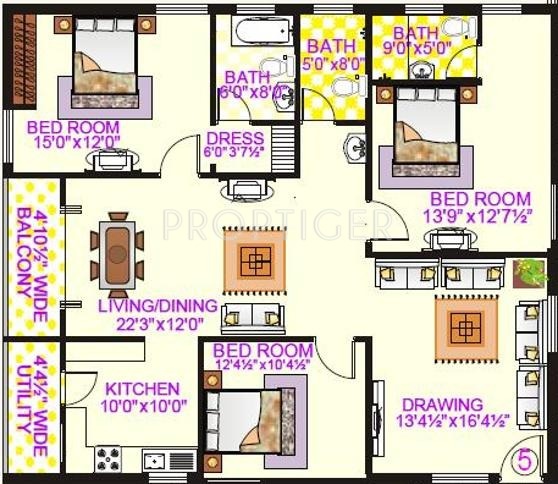 Gauthami Sri Sri Gokulam (3BHK+3T (1,875 sq ft) 1875 sq ft)