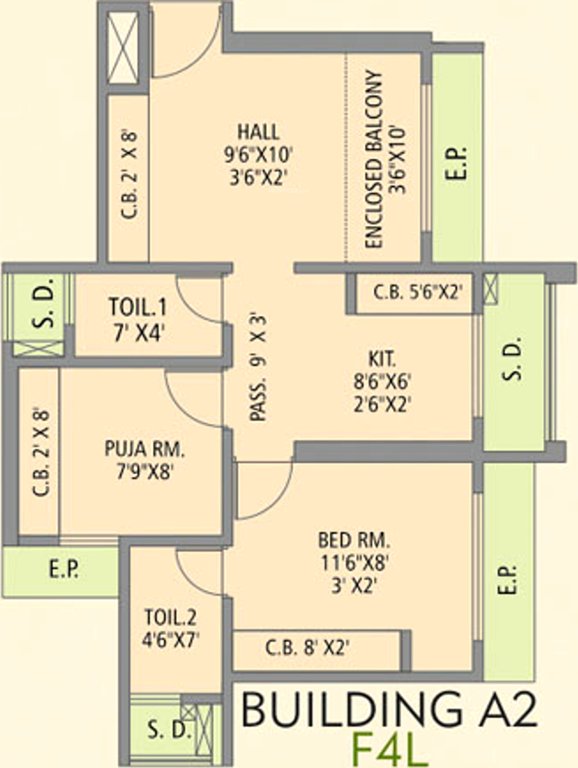 Gajra Bhoomi Lawns Phase II (2BHK+2T (525 sq ft) + Pooja Room 525 sq ft)