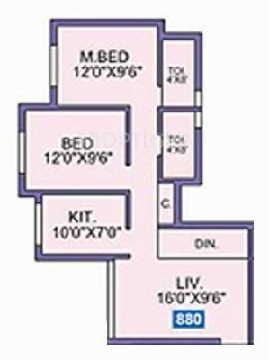 Baria Lavender Bldg No 4 (2BHK+2T (880 sq ft) 880 sq ft)