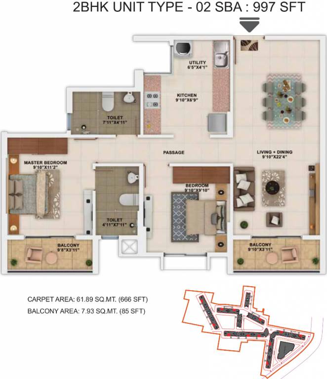 Salarpuria Sattva Park Cubix (2BHK+2T (997 sq ft) 997 sq ft) Salarpuria Sattva Park Cubix (2BHK+2T (997 sq ft) 997 sq ft)