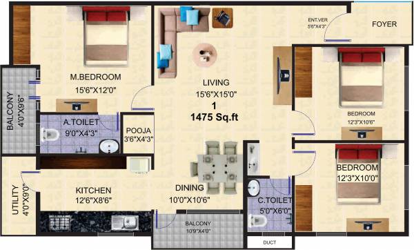  Lak Ven Pride (3BHK+2T (1,475 sq ft) + Pooja Room 1475 sq ft)
