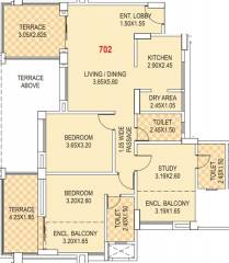 Kumar Princeville B3 And C1 (3BHK+3T (888.13 sq ft) 888.13 sq ft) Kumar Princeville B3 And C1 (3BHK+3T (888.13 sq ft) 888.13 sq ft)