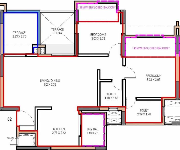 Abhinav Pebbles II E Building (2BHK+2T (608.48 sq ft) 608.48 sq ft)