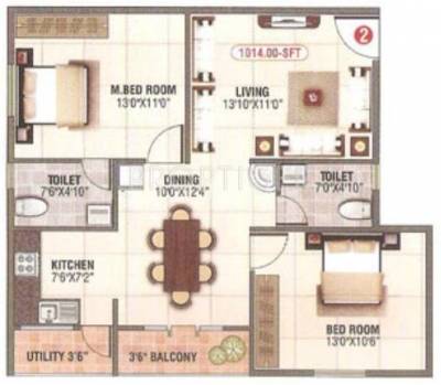 SLV Royal (2BHK+2T (1,014 sq ft) 1014 sq ft)