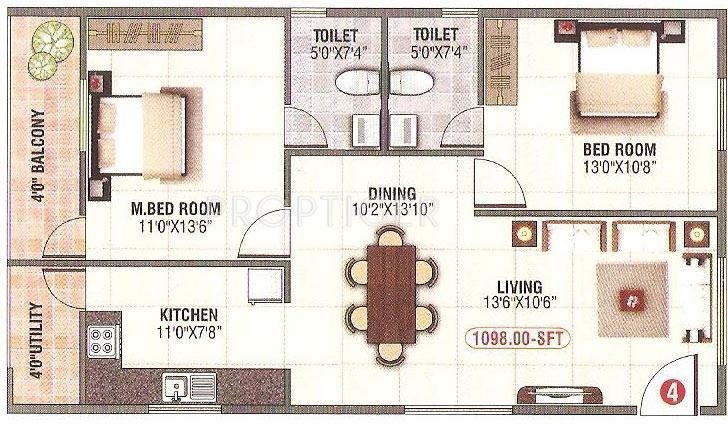 SLV Royal (2BHK+2T (1,098 sq ft) 1098 sq ft) SLV Royal (2BHK+2T (1,098 sq ft) 1098 sq ft)