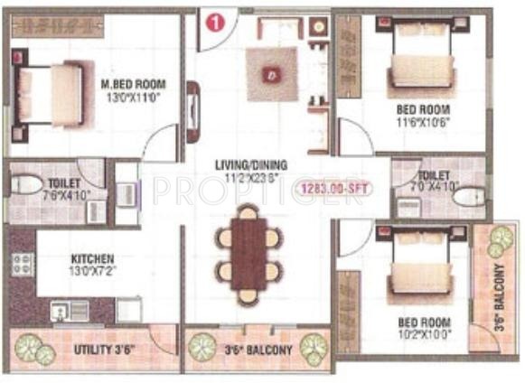 SLV Royal (3BHK+2T (1,283 sq ft) 1283 sq ft) SLV Royal (3BHK+2T (1,283 sq ft) 1283 sq ft)