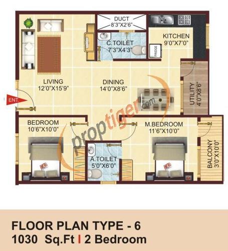 Balaji Meadows (2BHK+2T (1,030 sq ft) 1030 sq ft)