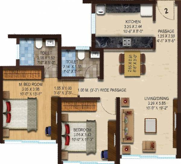 ACME Boulevard Tower 4 (2BHK+2T (730.87 sq ft) 730.87 sq ft)