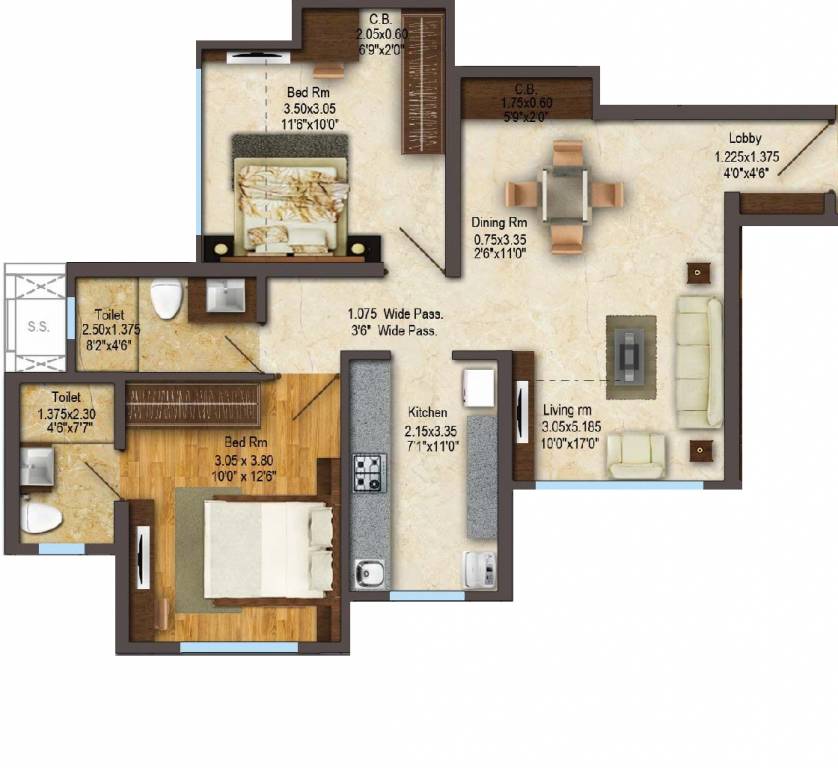 ACME Gingelia Residential (2BHK+2T (640.78 sq ft) 640.78 sq ft)