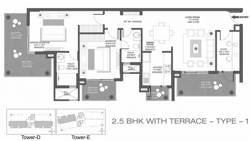 Godrej Oasis (2BHK+2T (871.88 sq ft) + Study Room 871.88 sq ft)