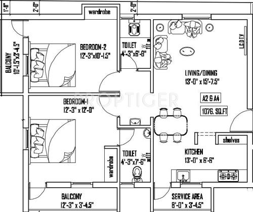 Maha Sindhu Royal (2BHK+2T (1,076 sq ft) 1076 sq ft)