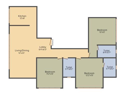 Dimension Trishabh Signet (3BHK+3T (1,128.92 sq ft) 1128.92 sq ft) Dimension Trishabh Signet (3BHK+3T (1,128.92 sq ft) 1128.92 sq ft)
