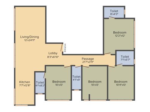 Dimension Trishabh Signet (4BHK+4T (1,266.70 sq ft) 1266.7 sq ft)