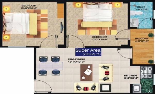  Daffodil Heights 2 (2BHK+2T (700 sq ft) 700 sq ft)