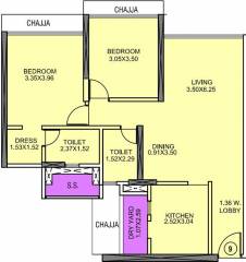 Rajesh White City Phase 2 Wing B (2BHK+2T (844.64 sq ft) 844.64 sq ft)