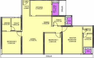 Rajesh White City Phase 2 Wing B (3BHK+3T (1,201.68 sq ft) 1201.68 sq ft)