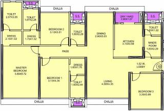 Rajesh White City Phase 2 Wing B (4BHK+4T (1,762.59 sq ft) + Servant Room 1762.59 sq ft)