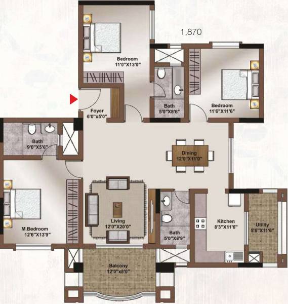 Legacy Saviero (3BHK+3T (1,870 sq ft) 1870 sq ft)