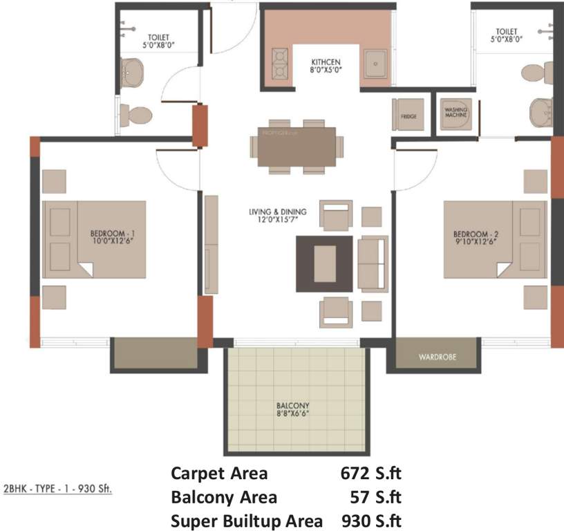 UKN The Belvedere By UKN Airport District Phase 1 (2BHK+2T (930 sq ft) 930 sq ft)