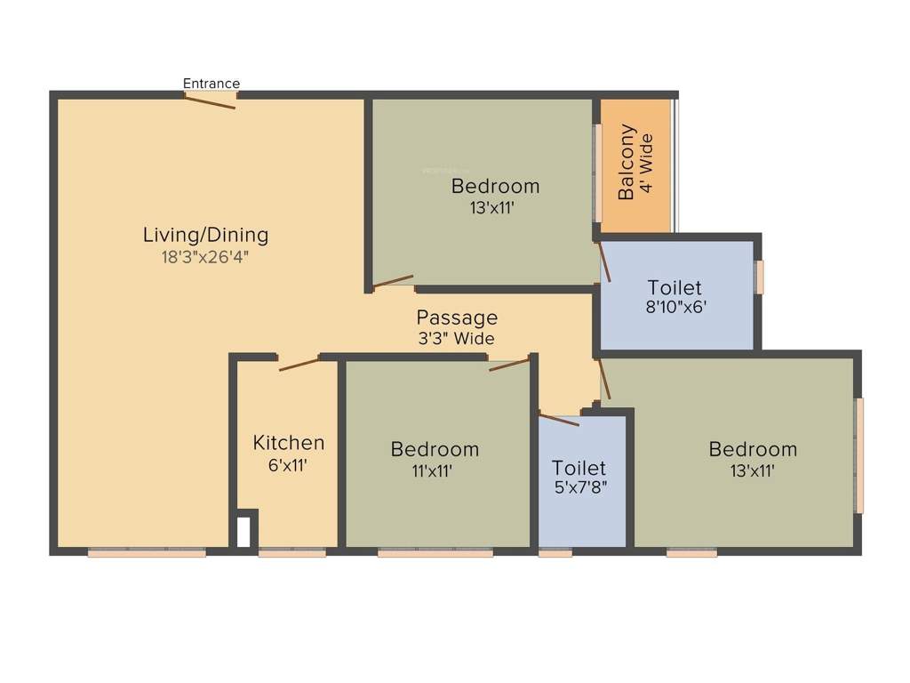 Space Club Town Gateway (3BHK+2T (1,538 sq ft) 1538 sq ft)