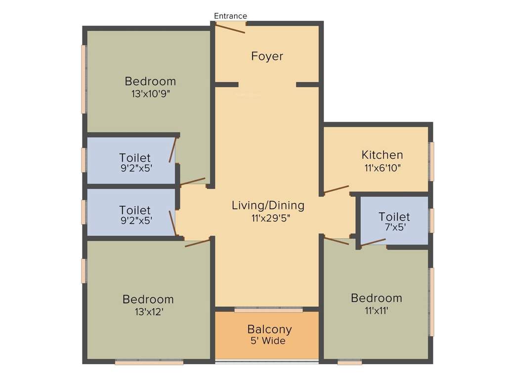 Space Club Town Gateway (3BHK+3T (1,560 sq ft) 1560 sq ft)