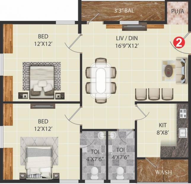  Sri Sai Raghavendra (2BHK+2T (1,030 sq ft) + Pooja Room 1030 sq ft)