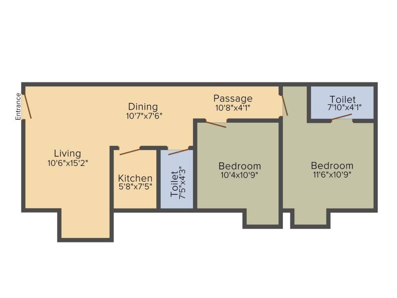 Sugam Habitat (2BHK+2T (982 sq ft) 982 sq ft)