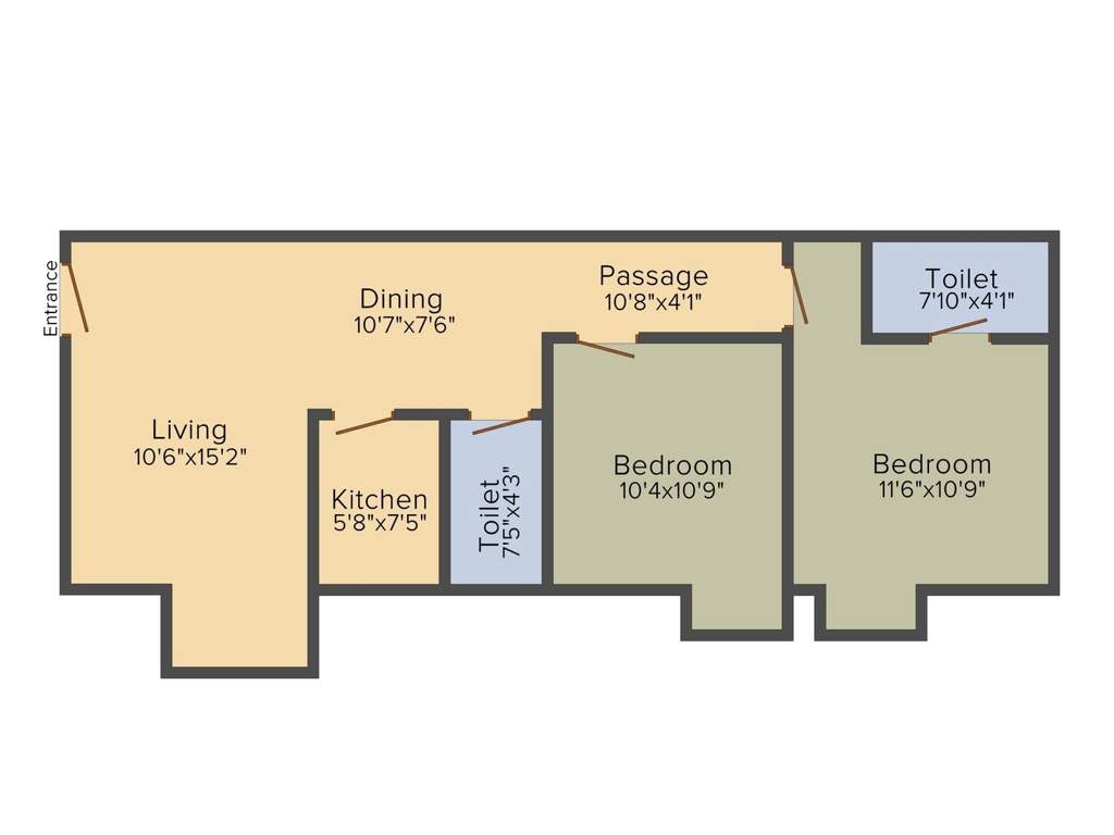Sugam Habitat (2BHK+2T (982 sq ft) 982 sq ft)