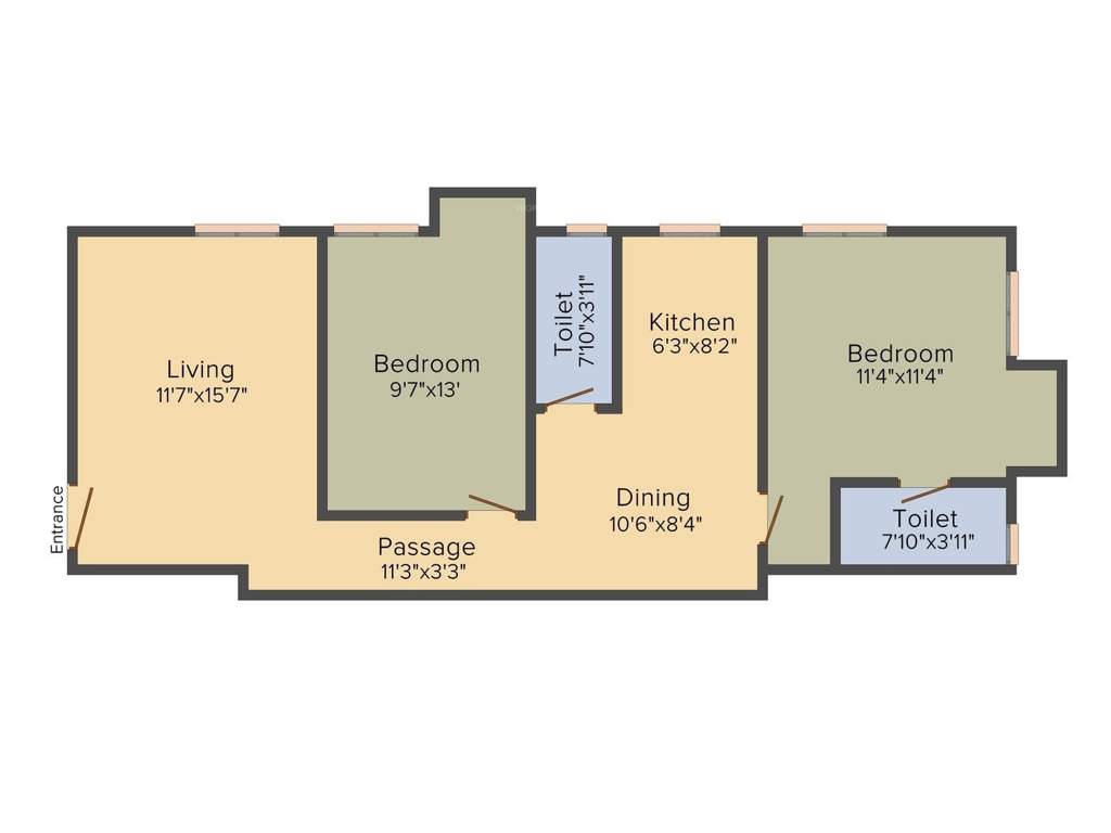 Sugam Habitat (2BHK+2T (1,030 sq ft) 1030 sq ft)