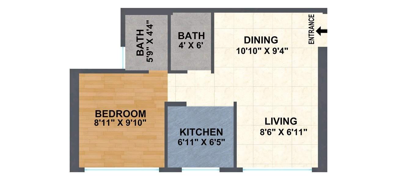  A And O Eminente (1BHK+1T (373.83 sq ft) 373.83 sq ft)