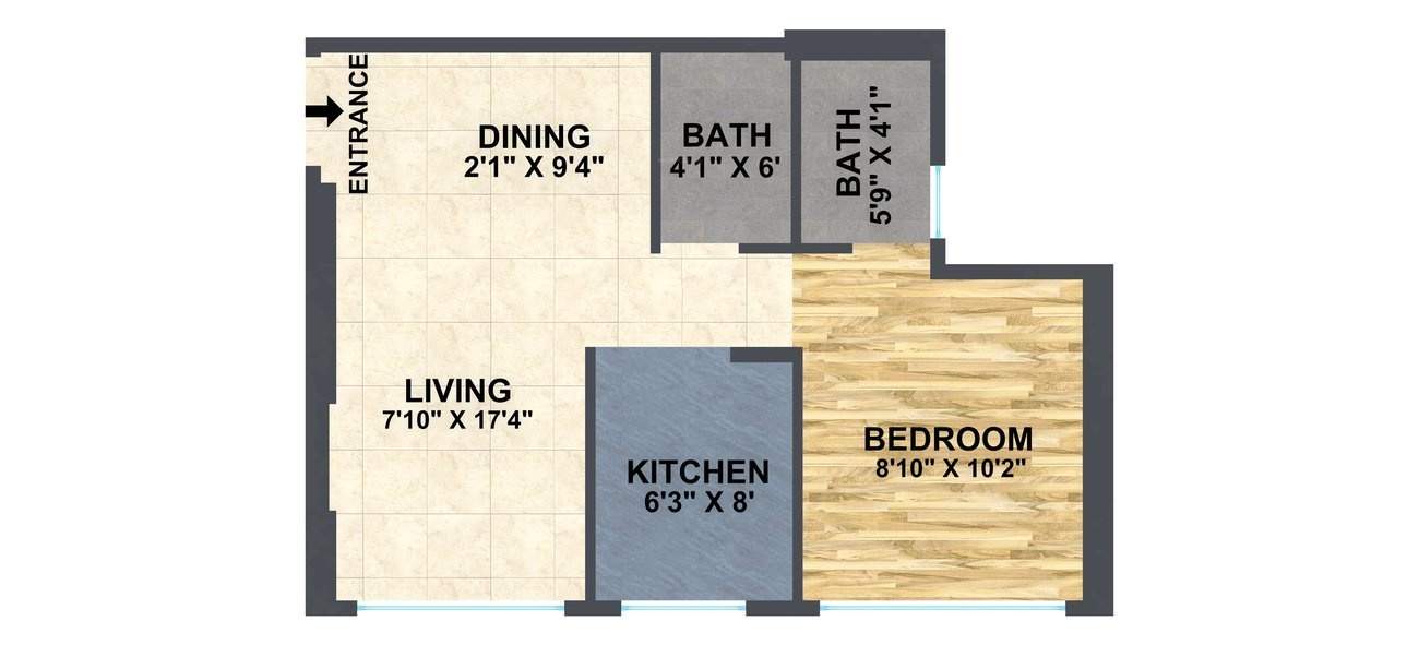  A And O Eminente (1BHK+1T (375.77 sq ft) 375.77 sq ft)