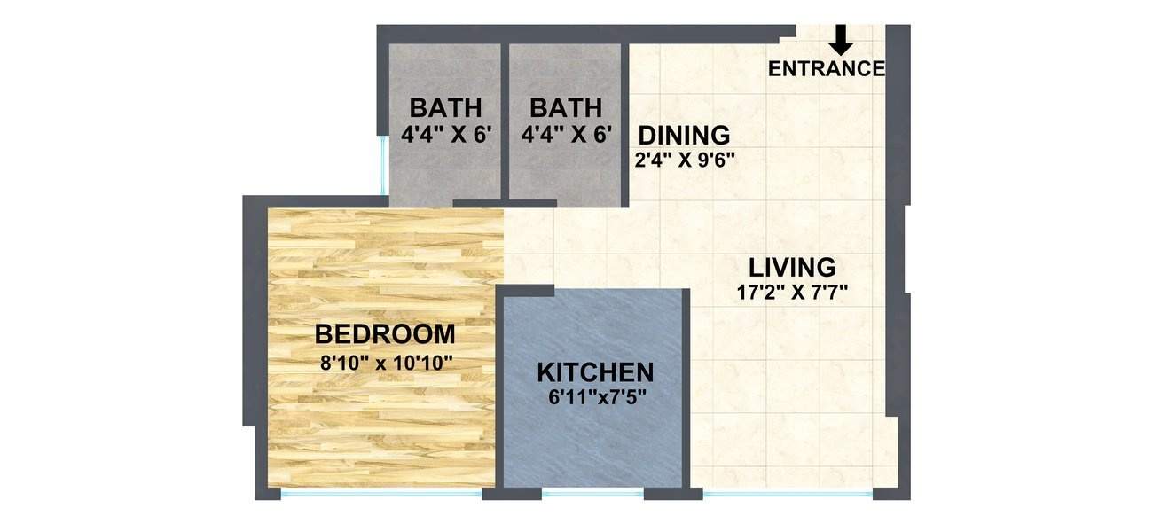  A And O Eminente (1BHK+1T (379.43 sq ft) 379.43 sq ft)