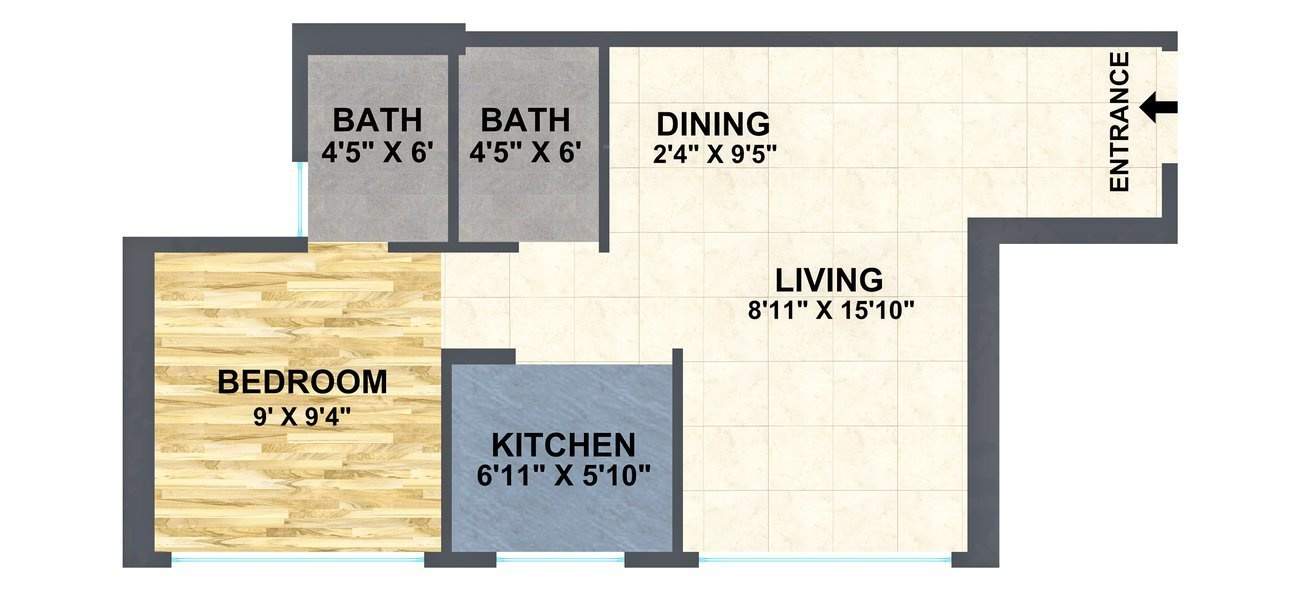  A And O Eminente (1BHK+1T (381.69 sq ft) 381.69 sq ft)