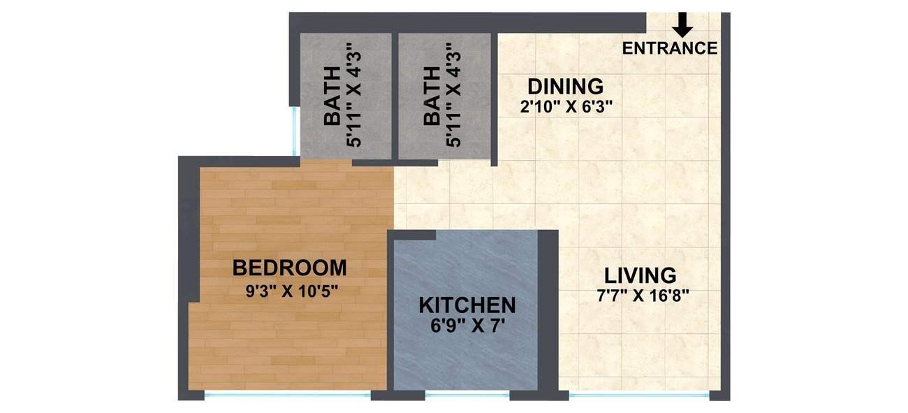  A And O Eminente (1BHK+1T (382.12 sq ft) 382.12 sq ft)